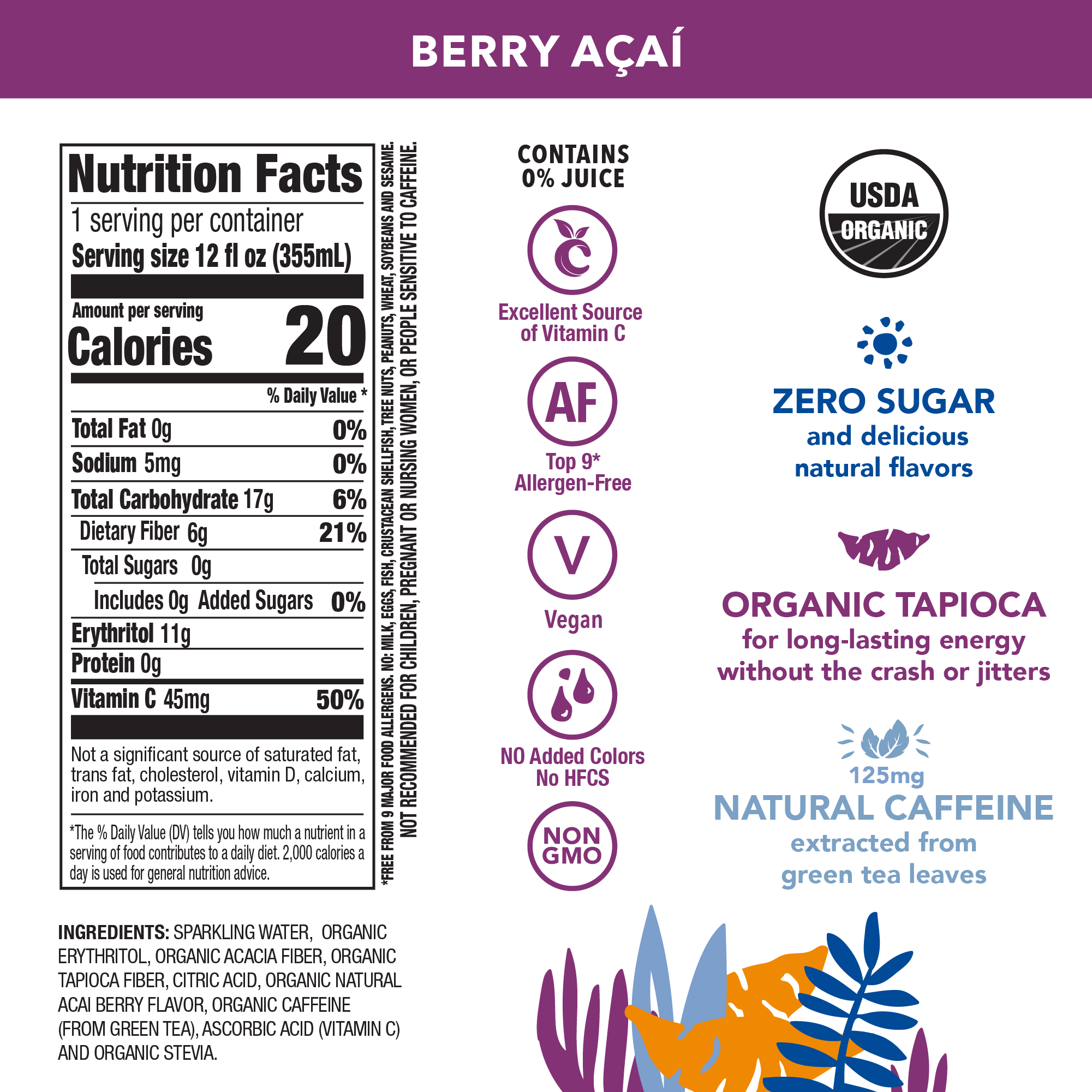 OCA ZERO SUGAR BERRY AÇAI 12 PACK